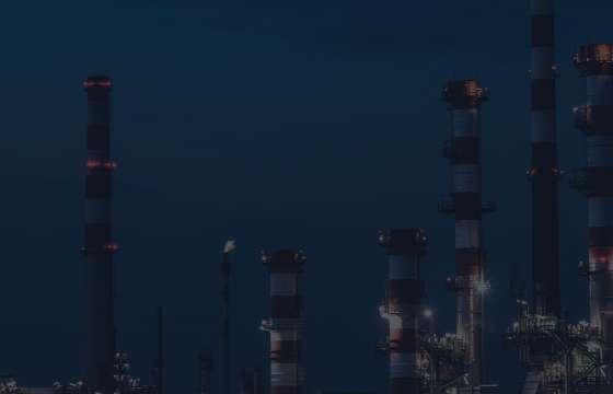 Oil refinery at night